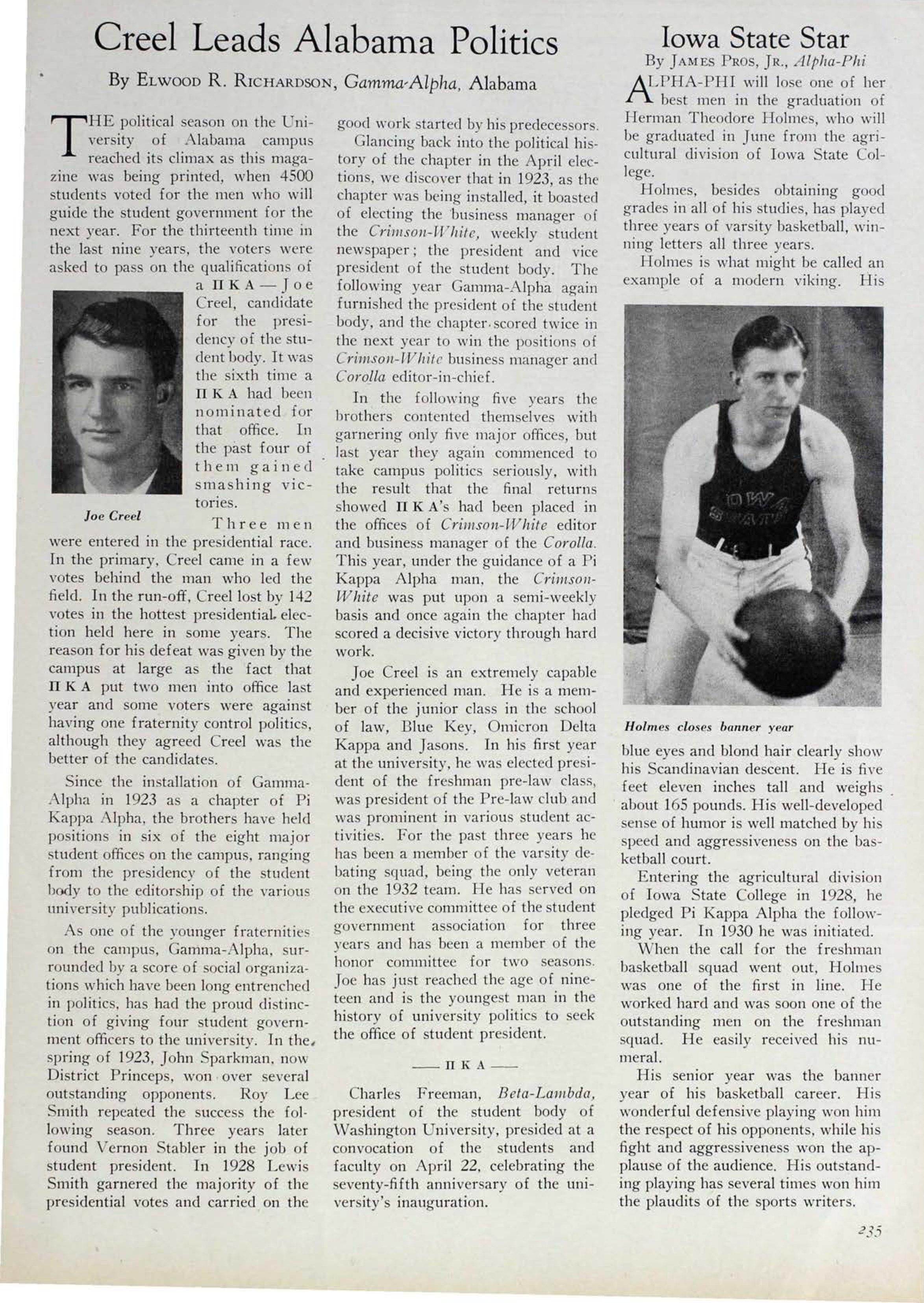 Creel Leads Alabama Politics